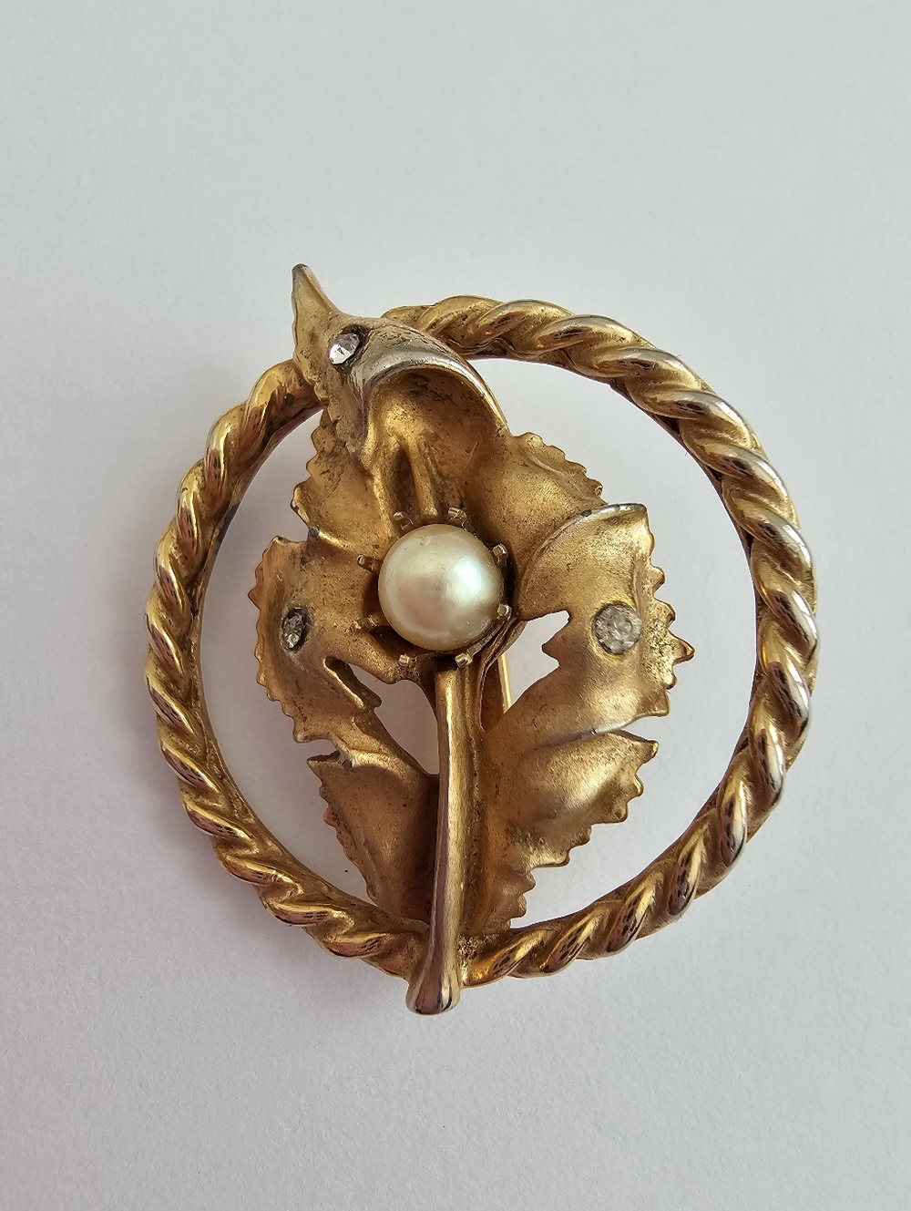 Vintage Coro Signed Gold Tone Floral Spray Brooch, Mid-Century Flower Pin